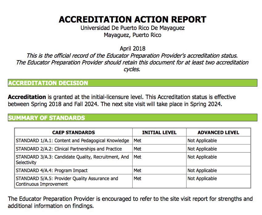 Accreditation UPRM 2018