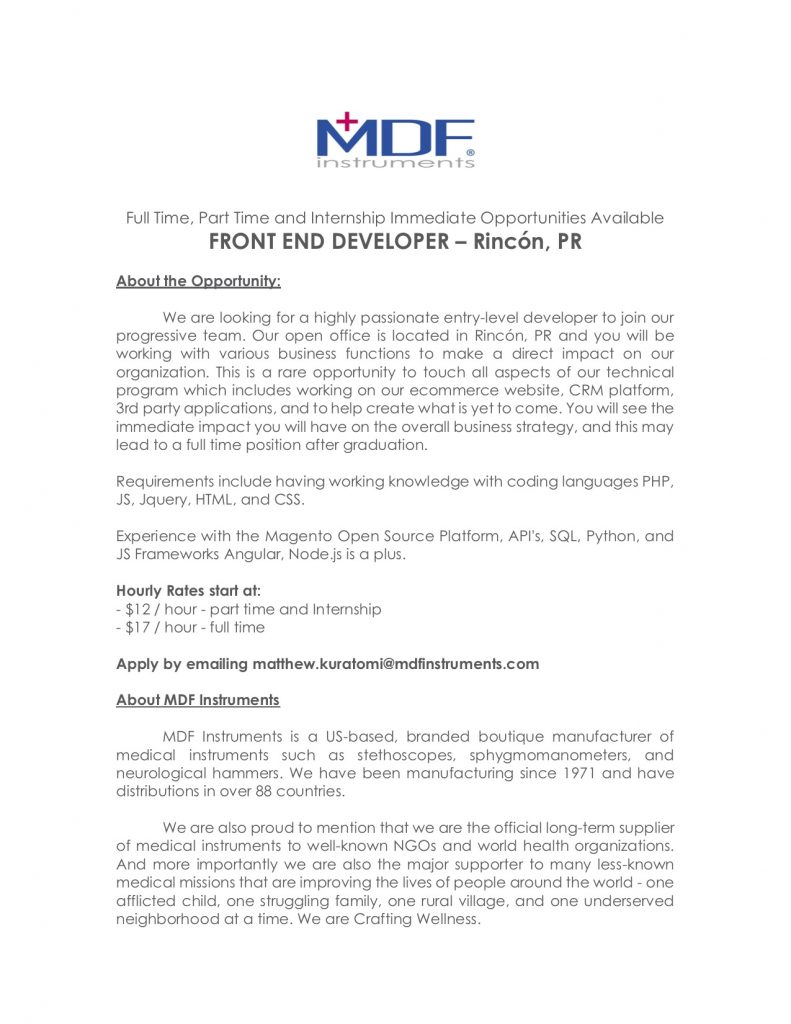 MDF Instruments ofrece oportunidades para Front-end