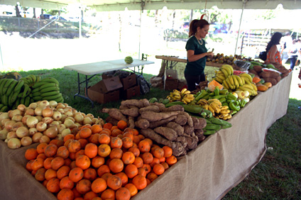 Una de las atracciones del evento es la venta de frutas y vegetales.