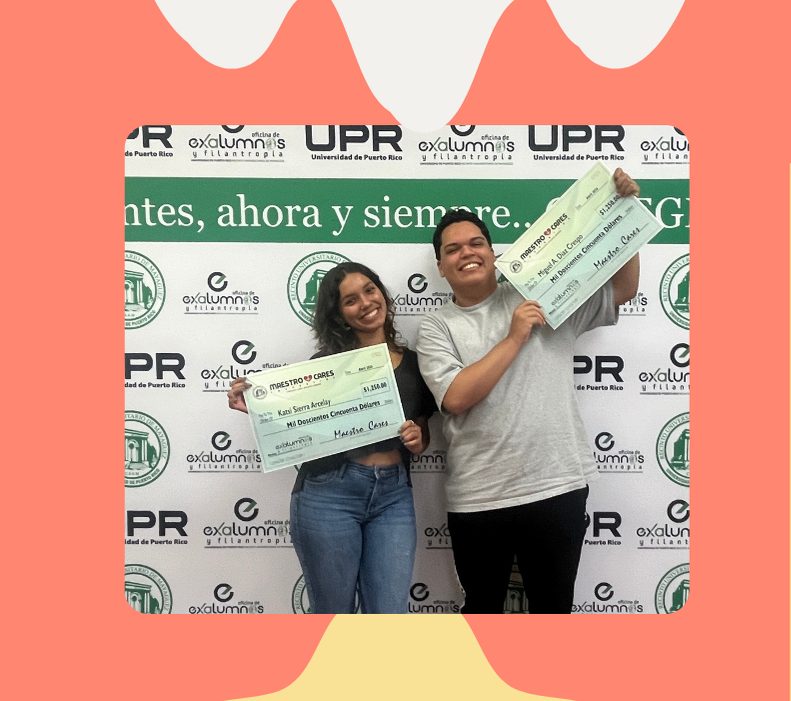 Por primera vez, seis estudiantes del Recinto Universitario de Mayagüez (RUM) fueron seleccionados como beneficiarios de la beca de la Fundación Maestro Cares. Esta iniciativa tiene un enfoque especial en la integración de los estudiantes a proyectos de servicio comunitario a través del Instituto Universitario para el Desarrollo de las Comunidades. Los becados son Arianis Cartagena Burgos, de Biotecnología Industrial; Katsí Lorena Sierra Arcelay, de Biología; Marisel Hernández Vélez, de Enfermería; y Miguel Ángel Díaz Crespo, de Ciencias Políticas;  así como los estudiantes graduados Steven Palmer Velázquez, de Química; y Glorimar Franqui Rivera, de Ciencias Marinas.